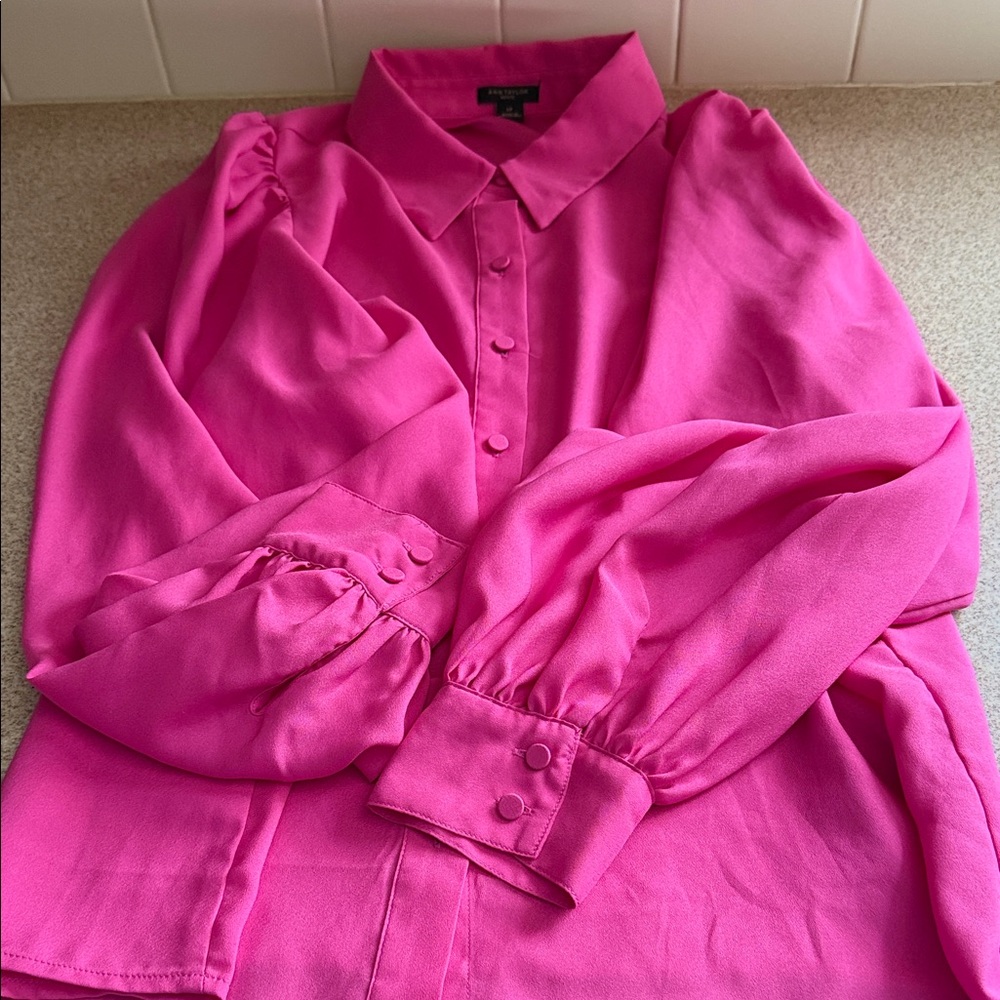 Ann Taylor Fuchsia Button-Down Shirt